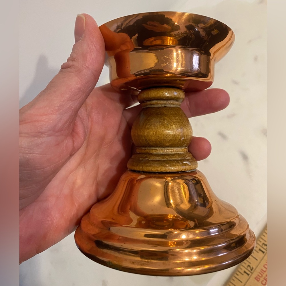 Vintage Coppercraft Guild Copper And Wood Candlestick Vintage Mid Century Modern - Picture 4 of 10